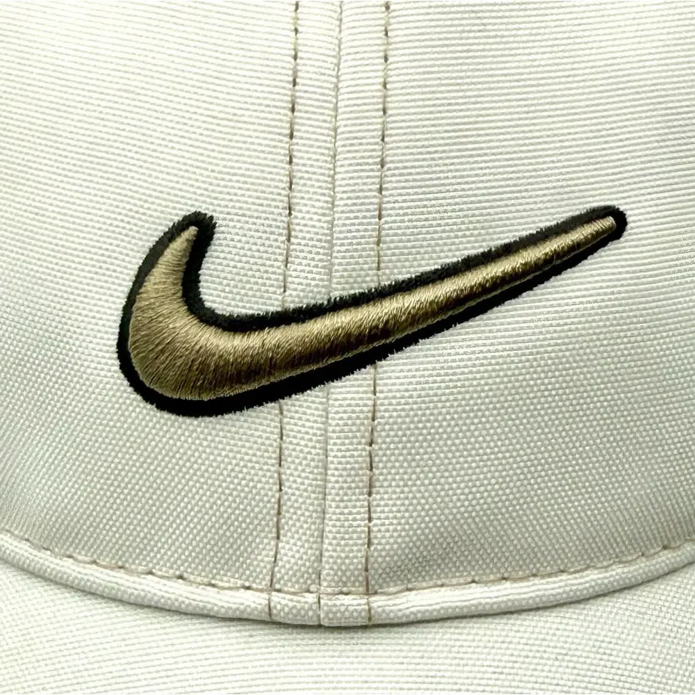 Nike Cap Hat 336056-101 Men's Adult Mesh Adjustable Golf Hat/Cap-White/Tan NWT